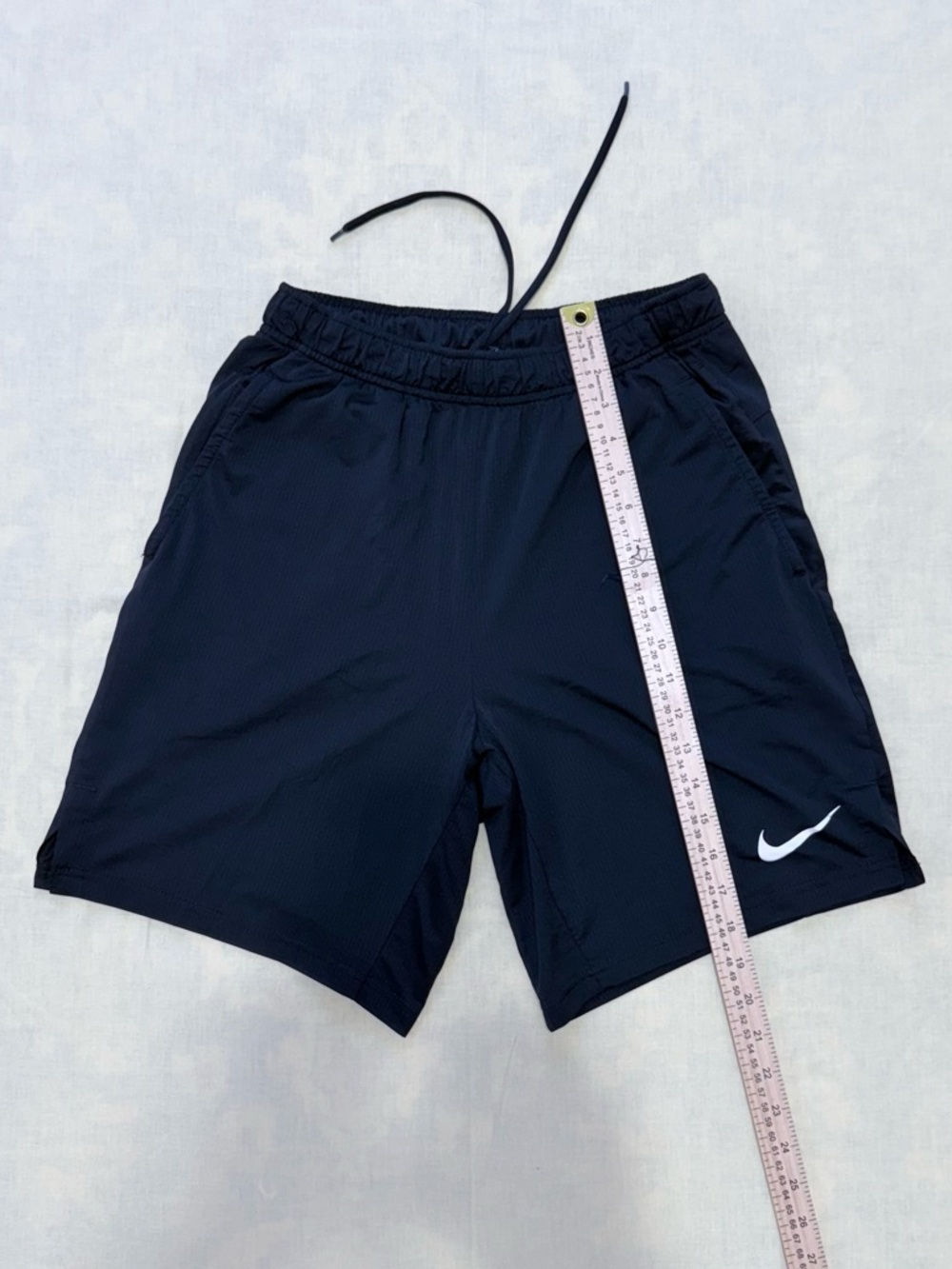 Nike Black Athletic Men Shorts with White Swoosh Size M